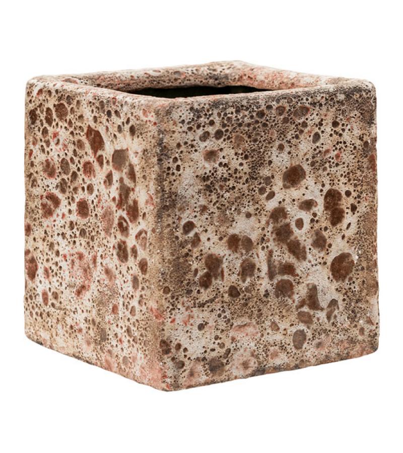 Lava Relic Pink Cube bloempot binnen 16x16x16 cm