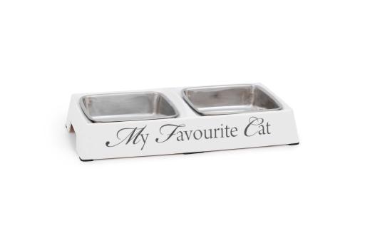 Afbeelding Ipts dbl mel diners my favorite cat wit 24x12x4 cm door Tuinexpress.nl