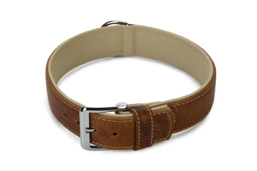 Afbeelding beeztees comfort - halsband hond - leer - bruin - 60 cm x 40 mm door Tuinexpress.nl