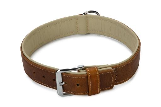 Afbeelding beeztees comfort - halsband hond - leer - bruin - 65 cm x 40 mm door Tuinexpress.nl