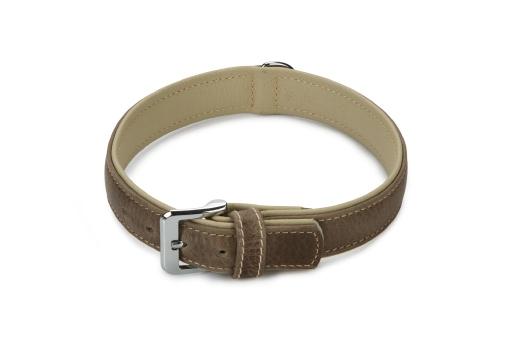 Afbeelding beeztees comfort - halsband hond - leer - grijs - 55 cm x 30 mm door Tuinexpress.nl