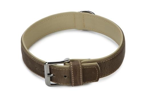 Afbeelding beeztees comfort - halsband hond - leer - grijs - 65 cm x 40 mm door Tuinexpress.nl