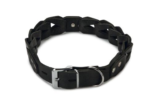 Afbeelding beeztees connex - halsband hond - leer - zwart - 65 cm x 30 mm door Tuinexpress.nl