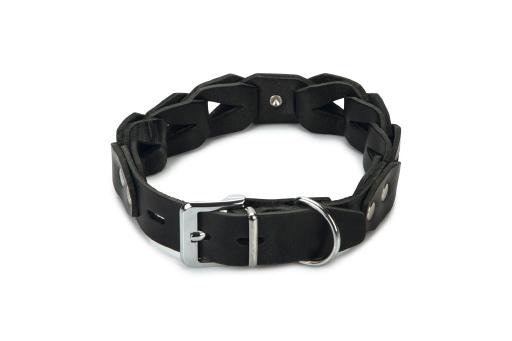 Afbeelding beeztees connex - halsband hond - leer - zwart - 55 cm x 30 mm door Tuinexpress.nl