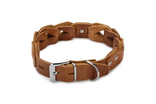 Afbeelding beeztees connex - halsband hond - leer - cognac - 55 cm x 30 mm door Tuinexpress.nl