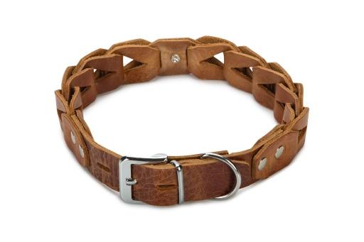 Afbeelding beeztees connex - halsband hond - leer - cognac - 65 cm x 30 mm door Tuinexpress.nl