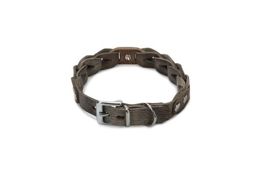 Afbeelding beeztees connex - halsband hond - leer - grijs - 45 cm x 20 mm door Tuinexpress.nl