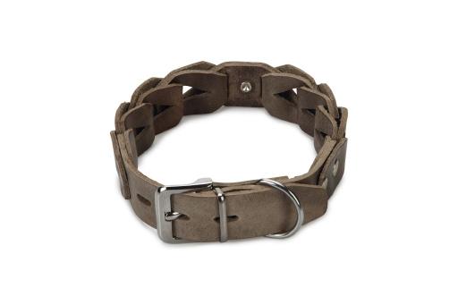 Afbeelding beeztees connex - halsband hond - leer - grijs - 55 cm x 30 mm door Tuinexpress.nl