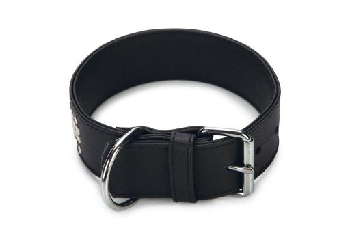 Afbeelding beeztees vintage - halsband hond - leer - zwart - 60 cm x 50 mm door Tuinexpress.nl