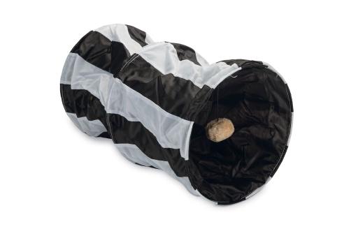 Afbeelding beeztees cruzzle - kattentunnel - nylon - zwart/wit - 50x26 cm door Tuinexpress.nl