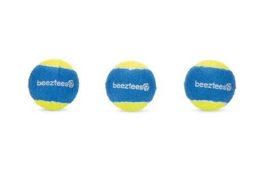 Afbeelding beeztees fetch tennis ball - hondenspeelgoed - blauw/geel - 6,3 cm - 3st door Tuinexpress.nl