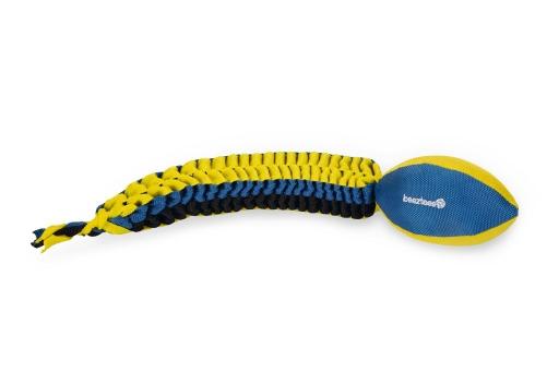 Afbeelding beeztees fetch bal+staart - hondenspeelgoed - blauw/geel - 61 cm door Tuinexpress.nl