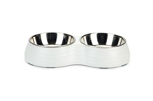 Afbeelding beeztees rimpu - dinerset hond - melamine - wit - 2x350 ml door Tuinexpress.nl