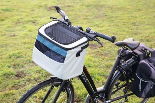 Afbeelding Beeztees fietsmand xoex - hond - nylon - grijs/blauw - 40x25x30 cm door Tuinexpress.nl