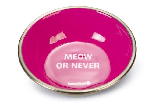 Afbeelding Beeztees voer- en drinkbak meow - kat - rvs - roze - 13cm door Tuinexpress.nl