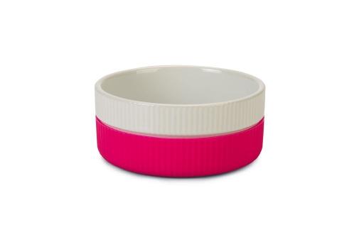 Afbeelding beeztees voer- en drinkbak bik - kat - keramiek+silicone - wit roze - 11,5cm door Tuinexpress.nl