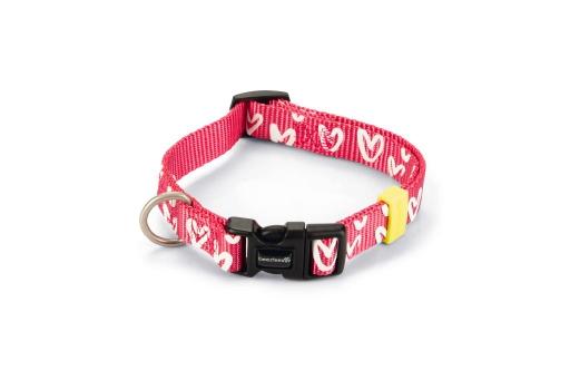 Afbeelding Beeztees heart - halsband hond - nylon - roze - 26-40cmx15mm door Tuinexpress.nl