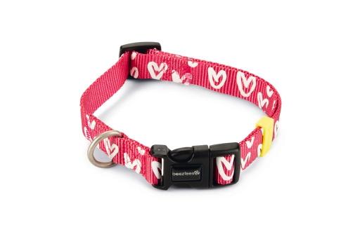 Afbeelding Beeztees heart - halsband hond - nylon - roze - 35-50cmx20mm door Tuinexpress.nl