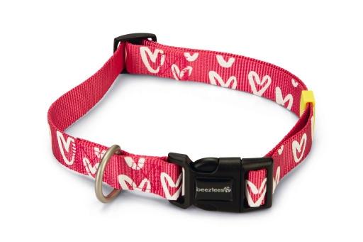 Afbeelding Beeztees heart - halsband hond - nylon - roze - 48-70cmx25mm door Tuinexpress.nl