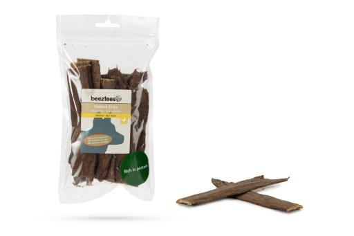 Afbeelding Beeztees kippenstrips met insect en rund - hondensnack - 150 gram door Tuinexpress.nl