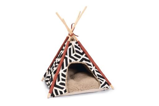 Afbeelding Beeztees tipi tent vigo - kattenhuisje - zwart/wit - 50x50x70 cm door Tuinexpress.nl