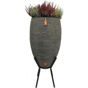 Afbeelding Capi Nature Rib regenton antraciet 130L met plantenbak door Tuinexpress.nl