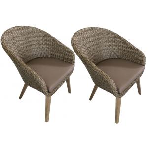 Retro look wicker tuinstoel set van 2 stuks