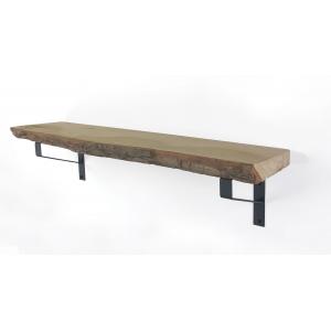 Eiken wandplank robuust boomstam 100 x 25 cm inclusief plankdragers