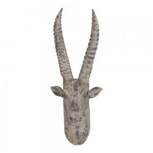 Houten beeld antilope 22x14x51 cm muurdecoratie