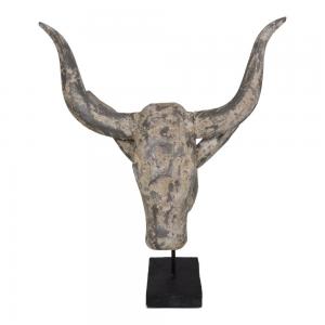 Houten beeld stier 38x19x51 cm met voet