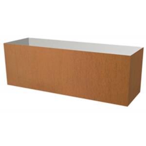 Cortenstaal plantenbak Trend rechthoekig 95x30x32cm op wielen