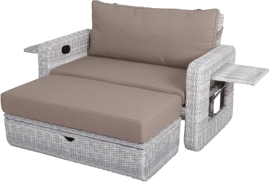 Athens adjustable lounge bench with footrest