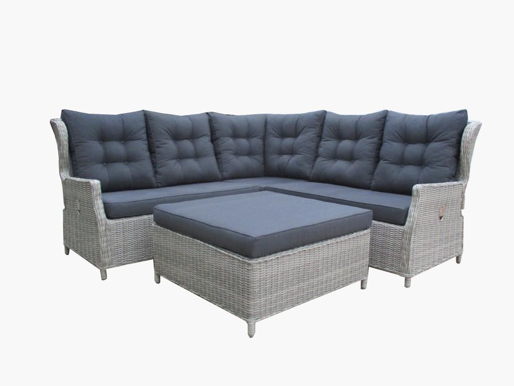 Ibiza lounge corner set 4 pcs (1x adjustable left arm 1x adjustable right arm 1x corner 1x lounge table 92x92x37cm)