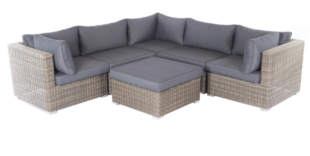 Sahara lounge corner set without alu leg (3x corner 2x middle 1x table 75x75x43 cm)