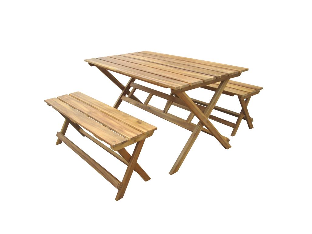 Norwich foldable set (2x bench 120x35x45 cm 1x table 140x80x74 cm)