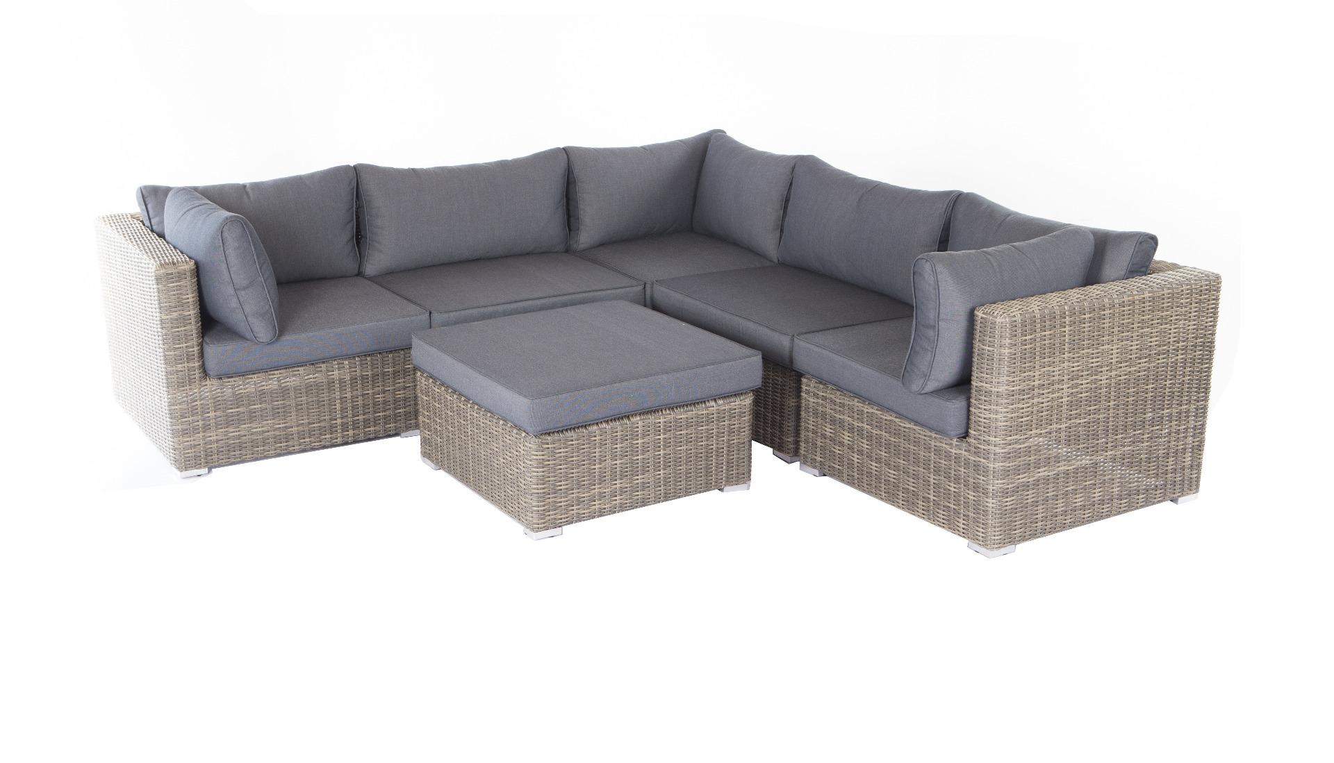 Sahara lounge corner set without alu leg (3x corner 2x middle 1x table 75x75x43 cm)