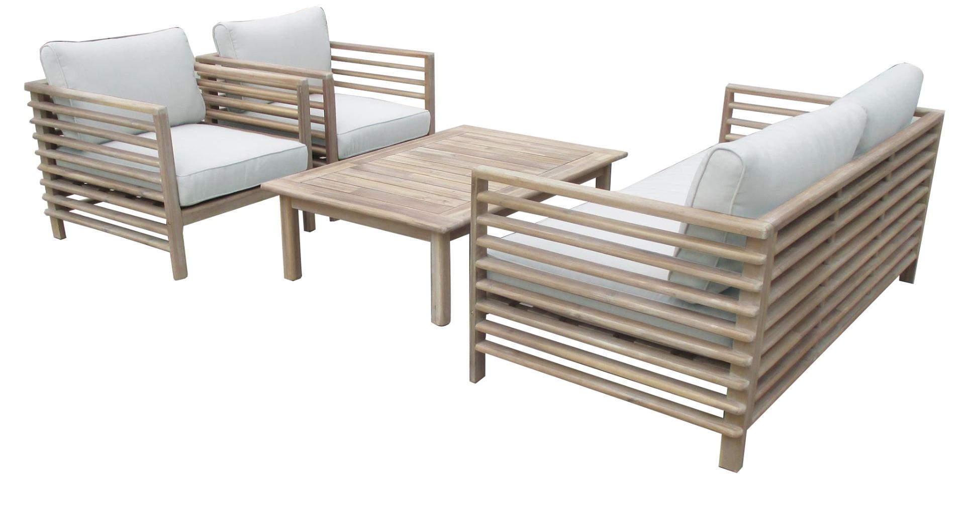 Selby lounge set 4 pcs (2x chair 1x bench 1x table 120x80x35cm)