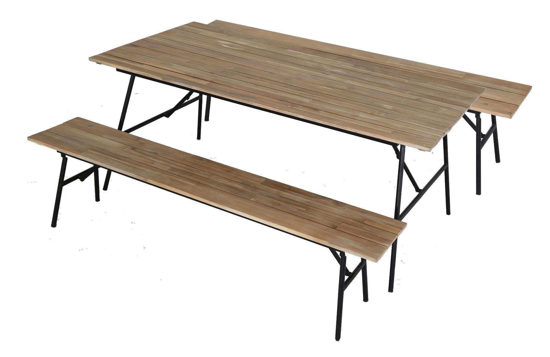 Vernon folding dining set (2x bench 180cm 1x table 180x90x76cm)