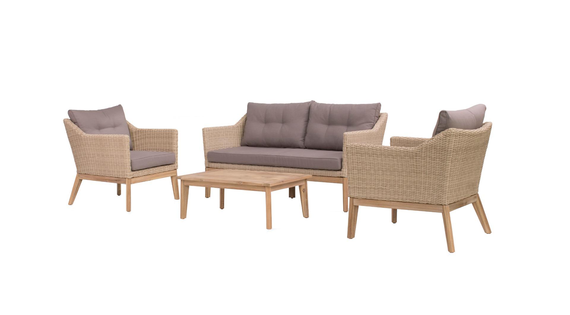 Larissa lounge set 4 pcs (2x chair 1x bench 157cm 1x table 90x60x34cm)