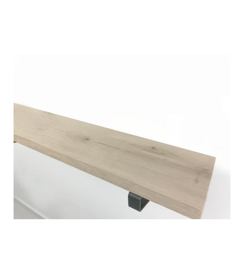 Eiken wandplank massief recht 100 cm op 20 cm diepe plankdragers