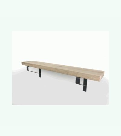 Eiken wandplank massief recht 50 cm op 25 cm diepe plankdragers