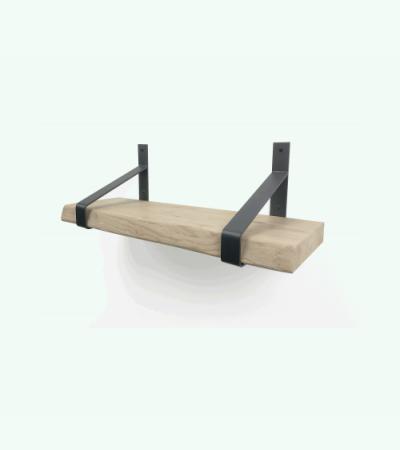 Eiken wandplank boomkant 80 cm in 30 cm diepe plankdragers