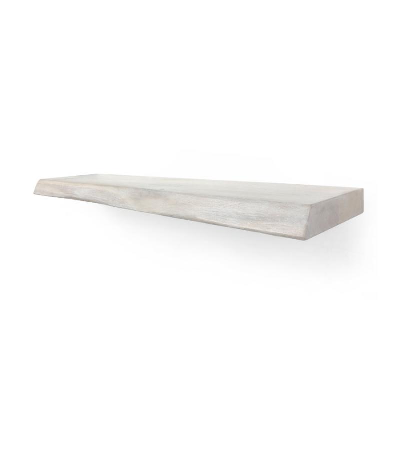 Zwevende wandplank eiken boomstam natuurlijk wit 100 x 20 cm