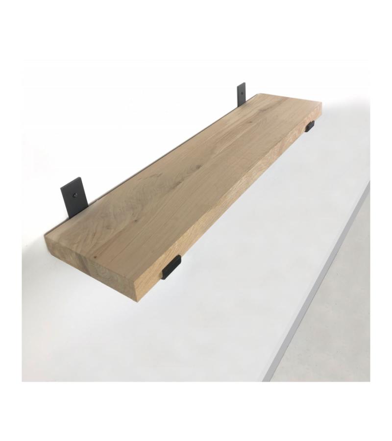 Eiken wandplank 100 x 25 cm met industriele plankdragers